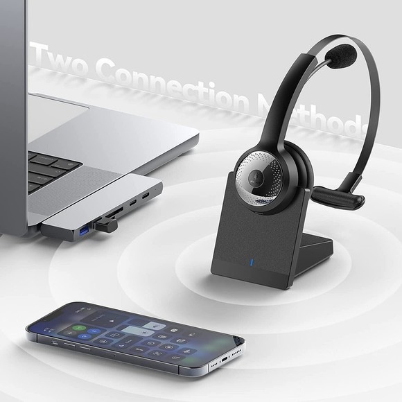 NEW Bluetooth 5.0 Headset, Wireless Headset with Microphone (AI Noise Canceling) - Picture 2 of 2